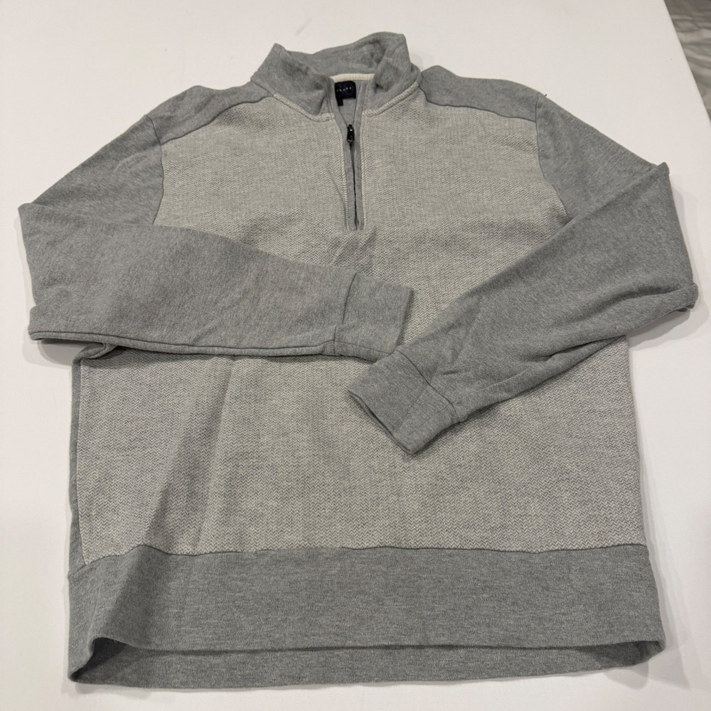 Bobby Jones 1930 Collection Mens Gray 1/4 Zip Cotton Pullover Sweater Large